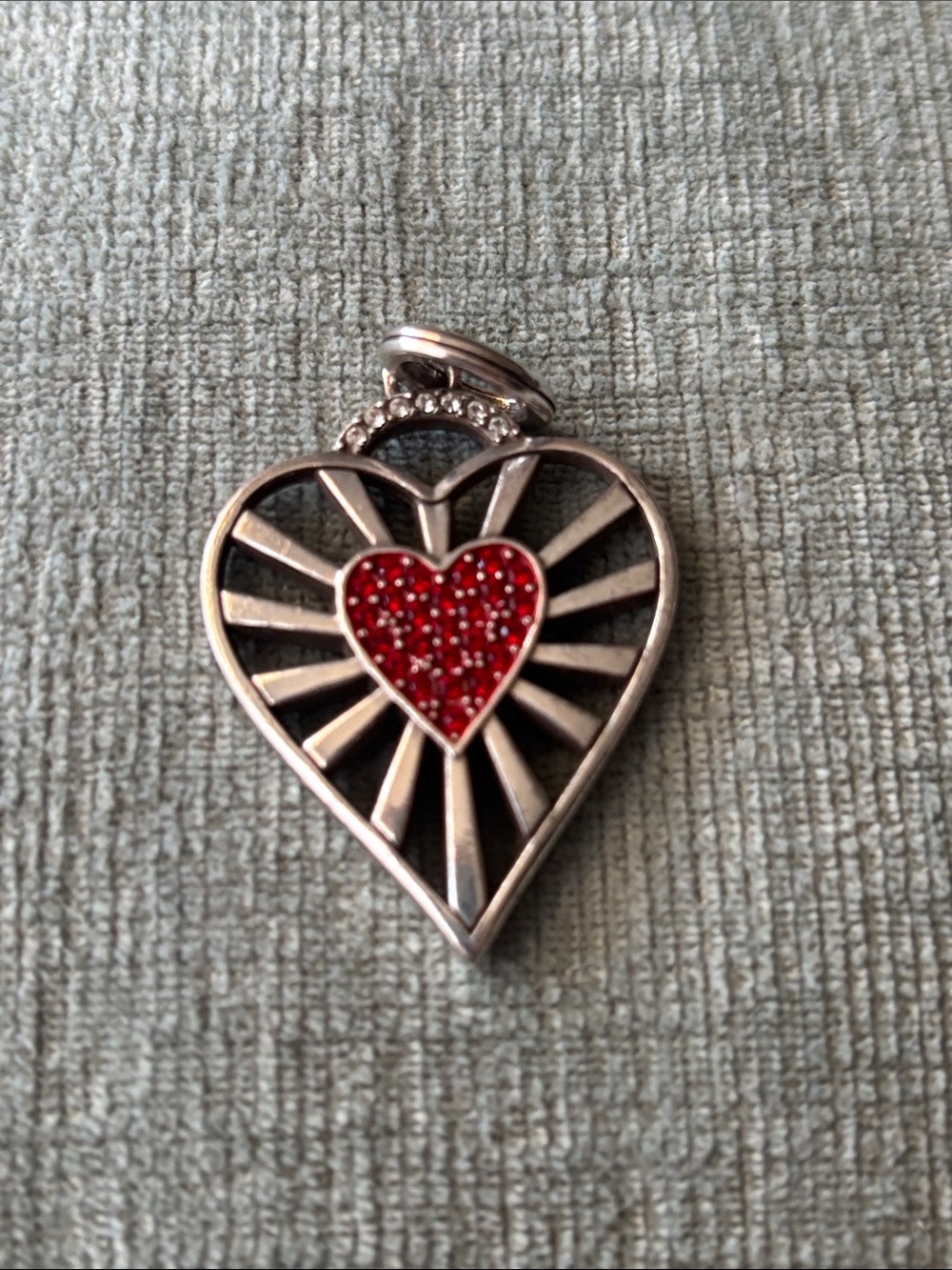Brighton Vibrant Heart Silver-Tone Heart Pendant with Red Crystal Center